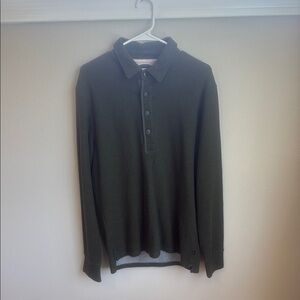 Relmen dark green long sleeve quarter button up shirt
